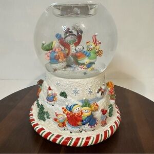 PartyLite Peppermint Pals Musical Snow Globe Tea Light Holder Vintage 2004